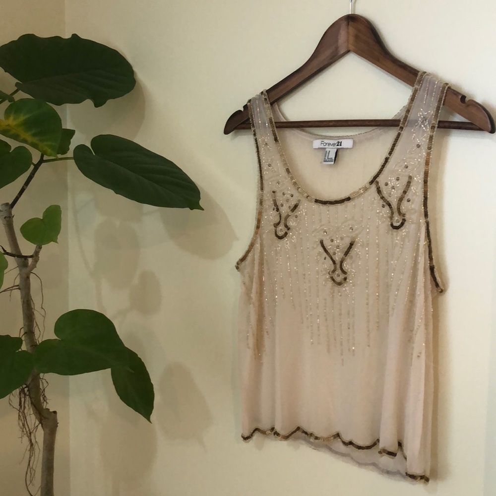 Beaded Cream Blouse